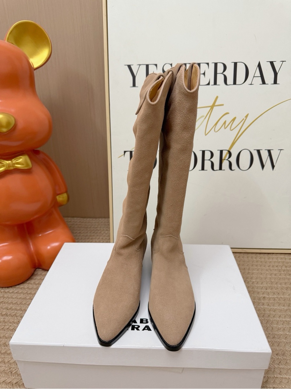Isabel Marant Tan Suede Over-The-Knee Pointed Boots